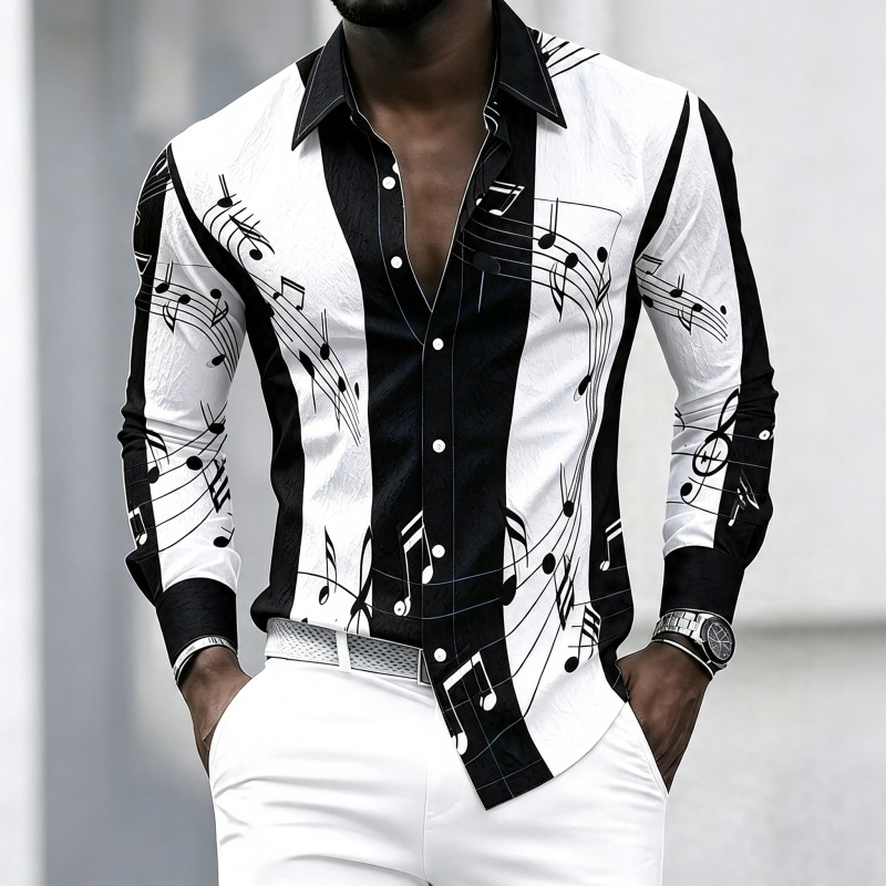 Men's collared shirt with crea - огляд і ціна Music