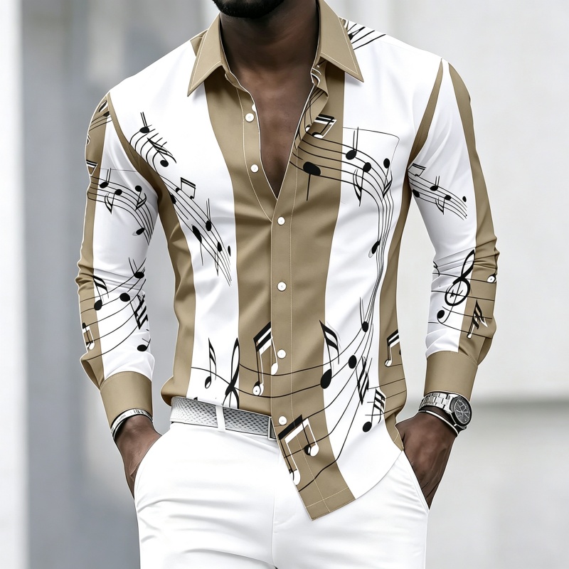 Men's collared shirt with crea - огляд і ціна Music