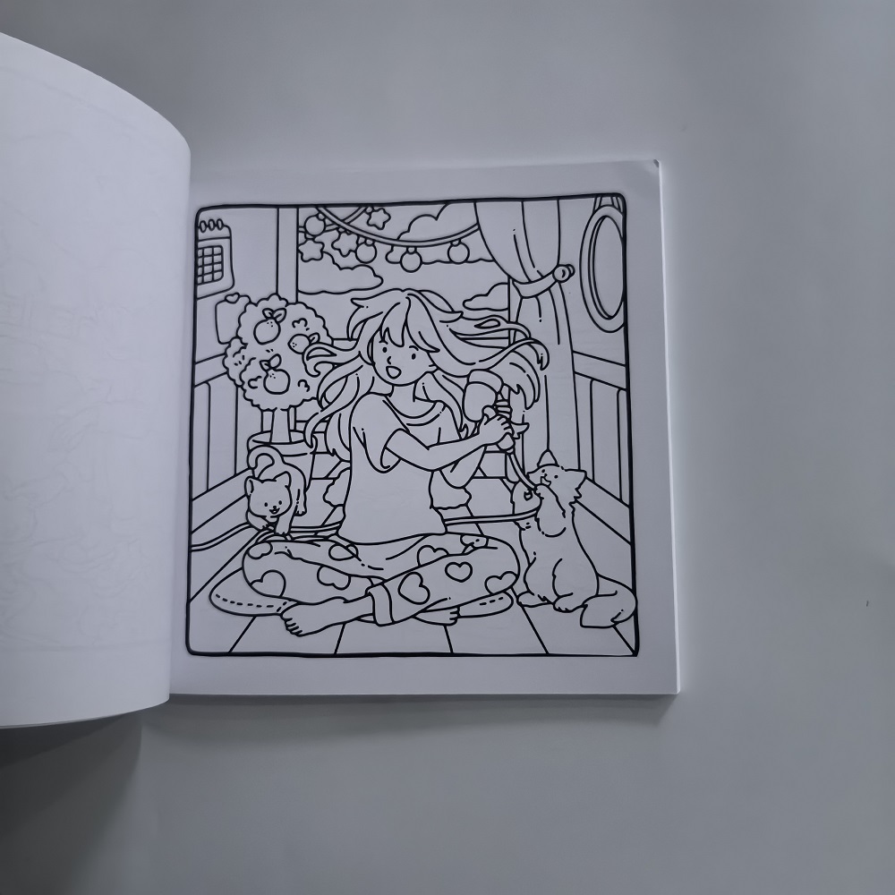 Cat & Girl Cute Easy Coloring  - огляд і ціна Adult Coloring Book Stress Relief