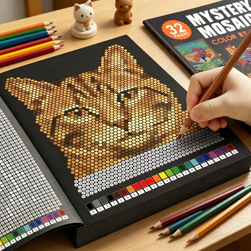 Mystery Mosaics Color by Numbe - огляд і ціна Adult Coloring Book Stress Relief