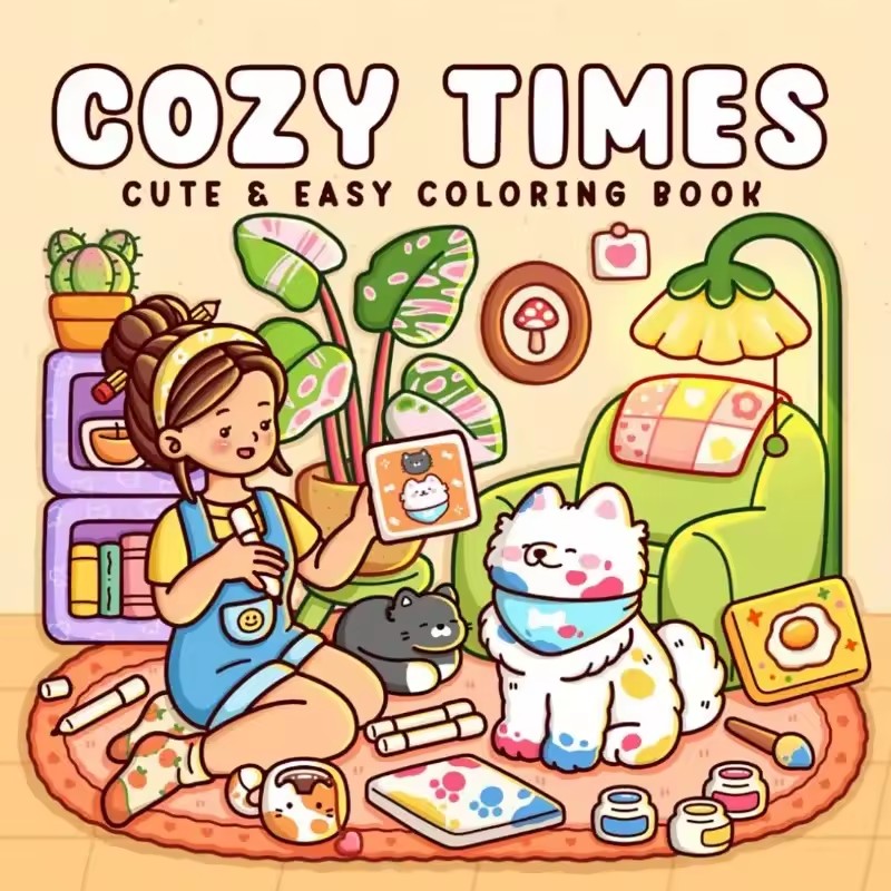 Cozy Time Cute & Easy Coloring - огляд і ціна Adult Coloring Book Stress Relief